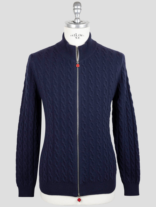 Kiton Blue Wool Sweater Full Zip