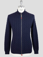 Kiton Blue Wool Sweater Full Zip