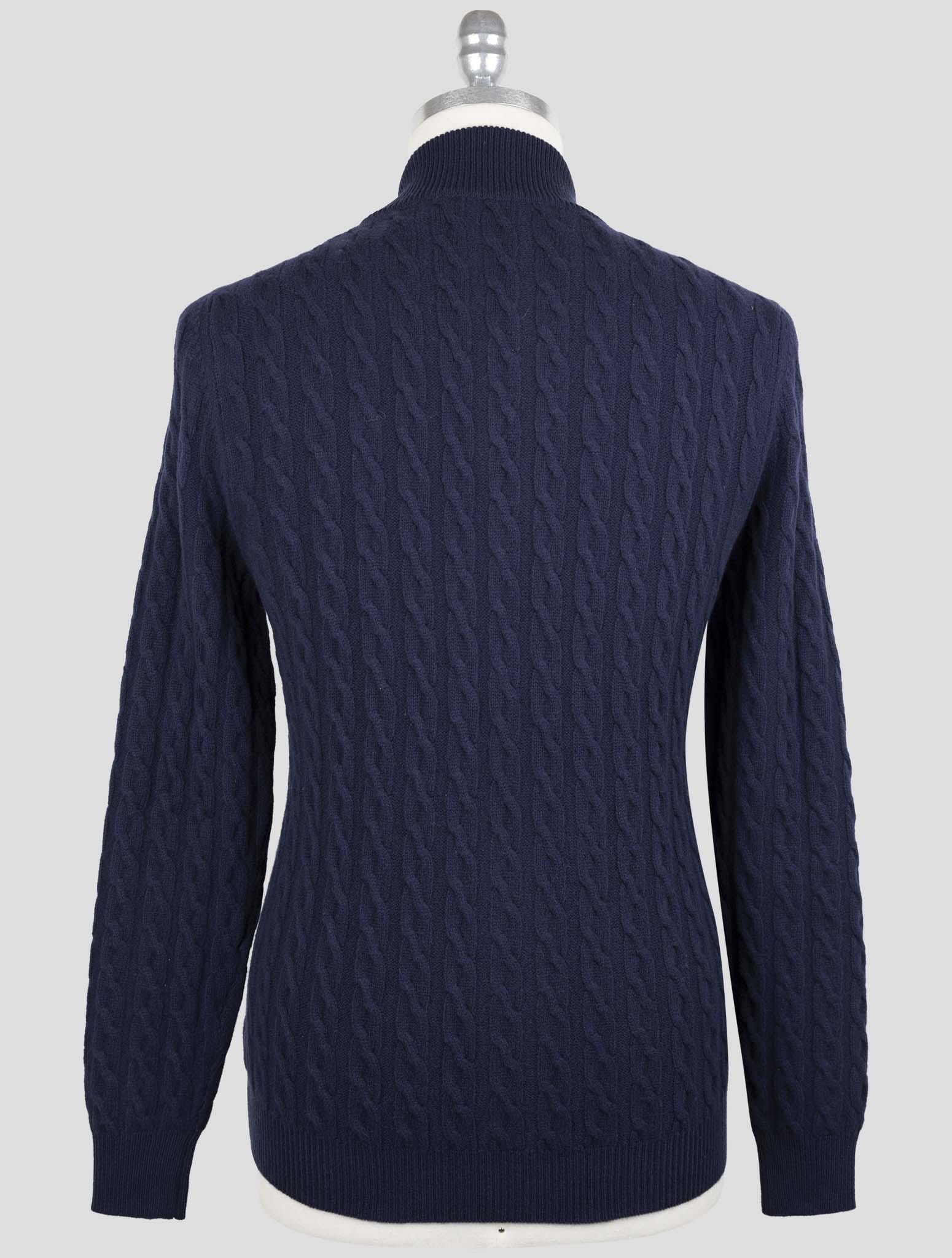 Kiton Blue Wool Sweater Full Zip