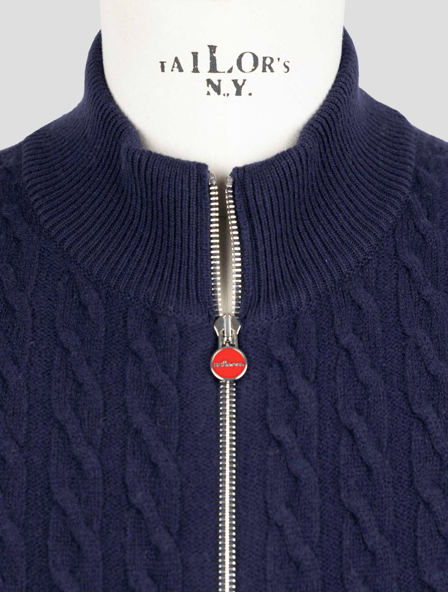 Kiton Blue Wool Sweater Full Zip