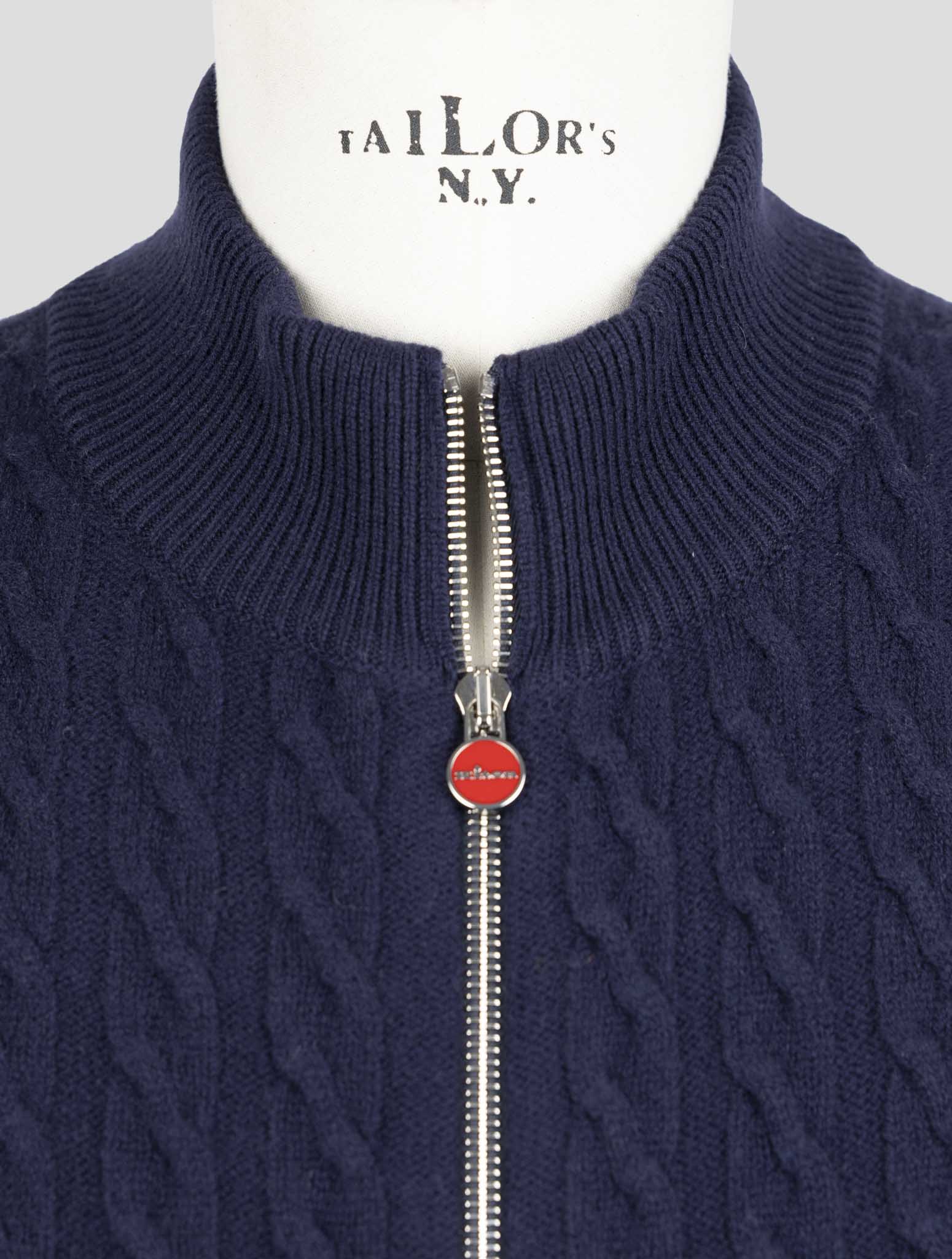 Kiton Blue Wool Sweater Full Zip