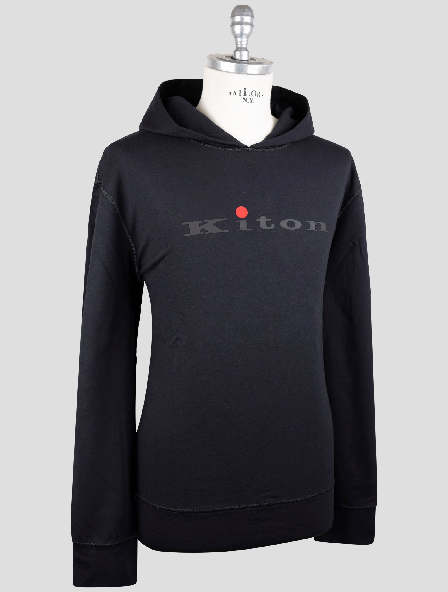 Kiton Black Cotton Ea Sweater Hoodie