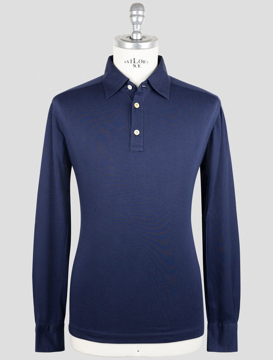 Kiton Blue Cotton Sweater Polo