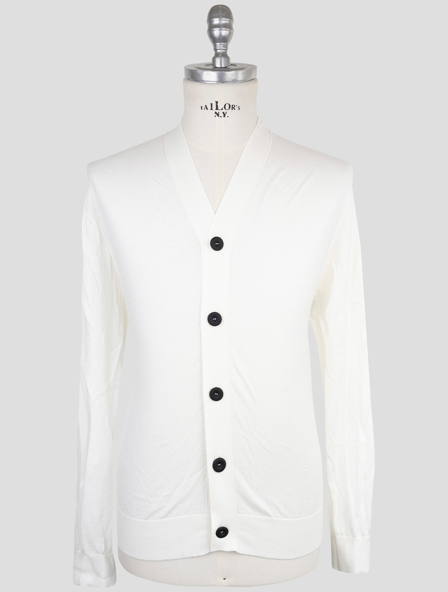 Kiton Knt White Cotton Sweater Cardigan