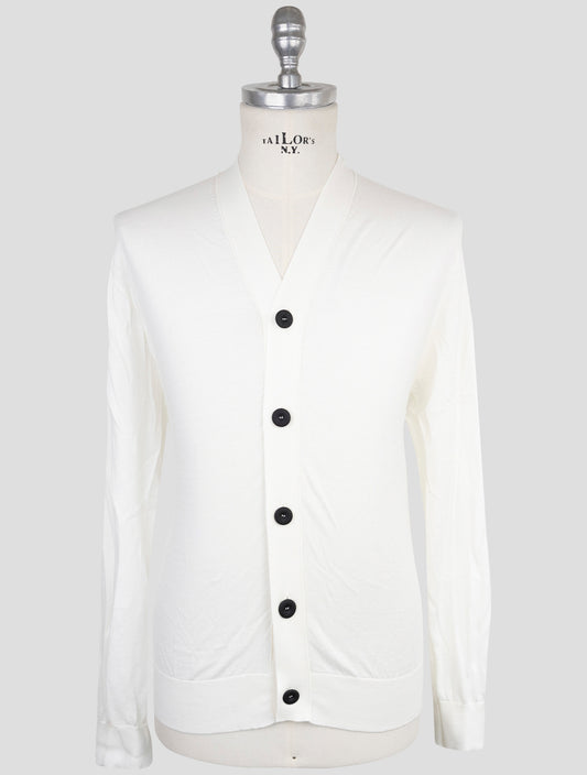 Kiton Knt White Cotton Sweater Cardigan