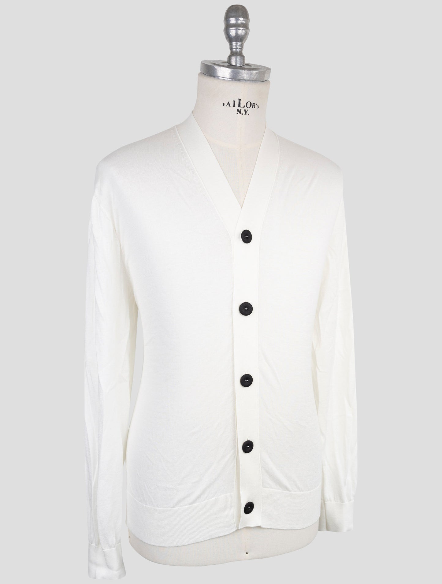 Kiton Knt White Cotton Sweater Cardigan