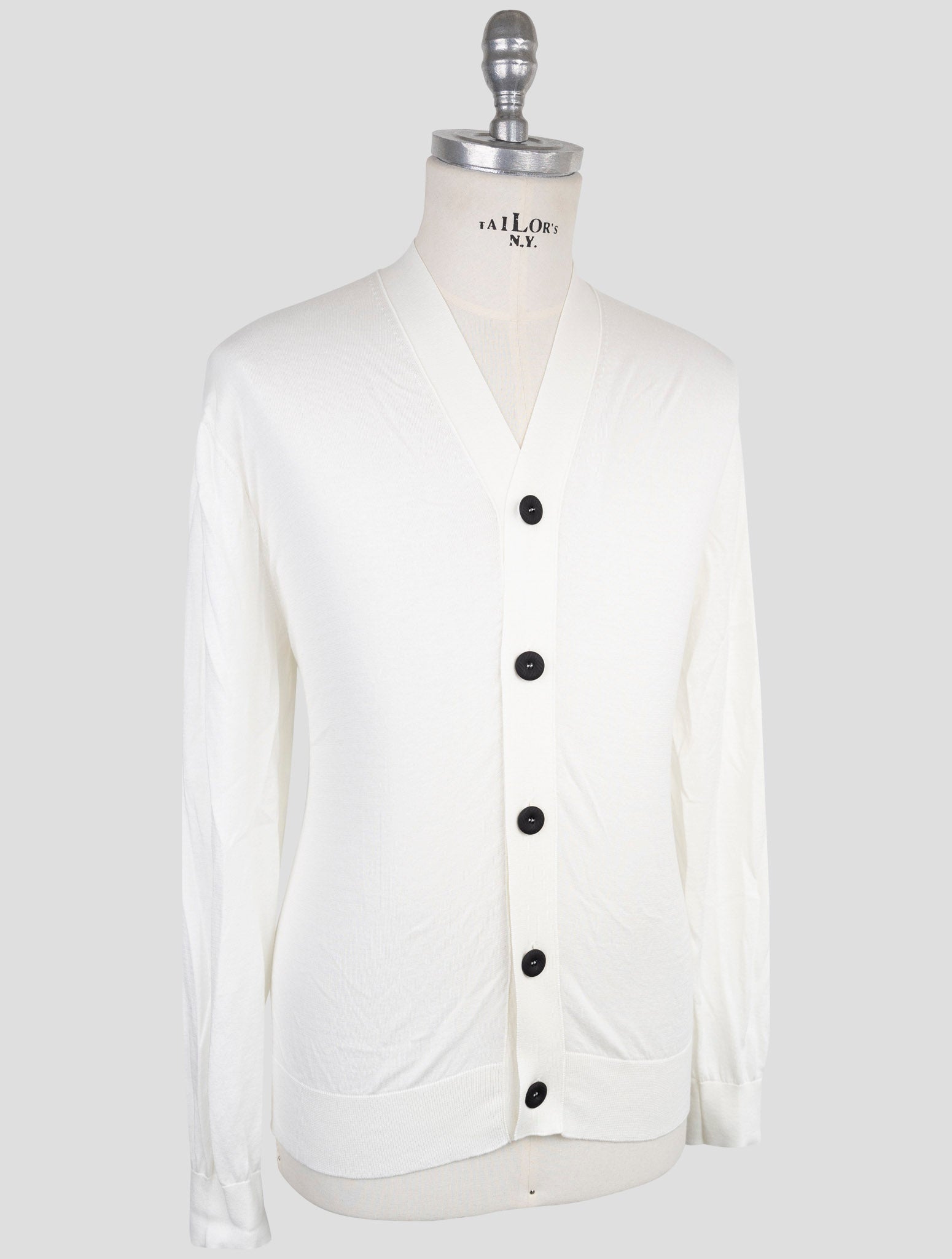 Kiton Knt White Cotton Sweater Cardigan