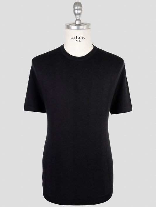 Kiton Knt Black Virgin Wool Silk T-Shirt