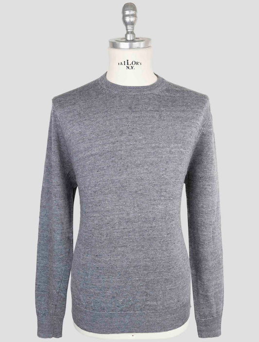 Kiton Knt Gray Linen Cotton Sweater Crewneck