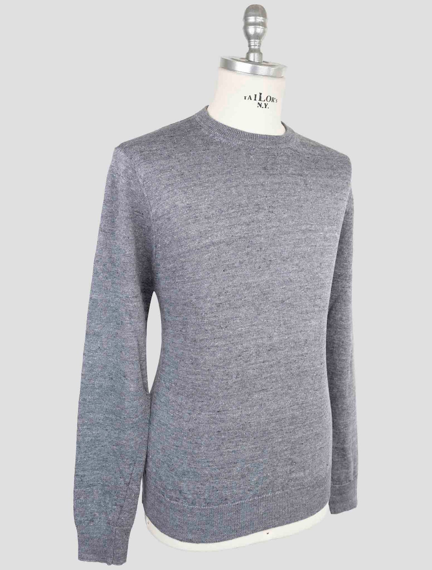 Kiton Knt Gray Linen Cotton Sweater Crewneck