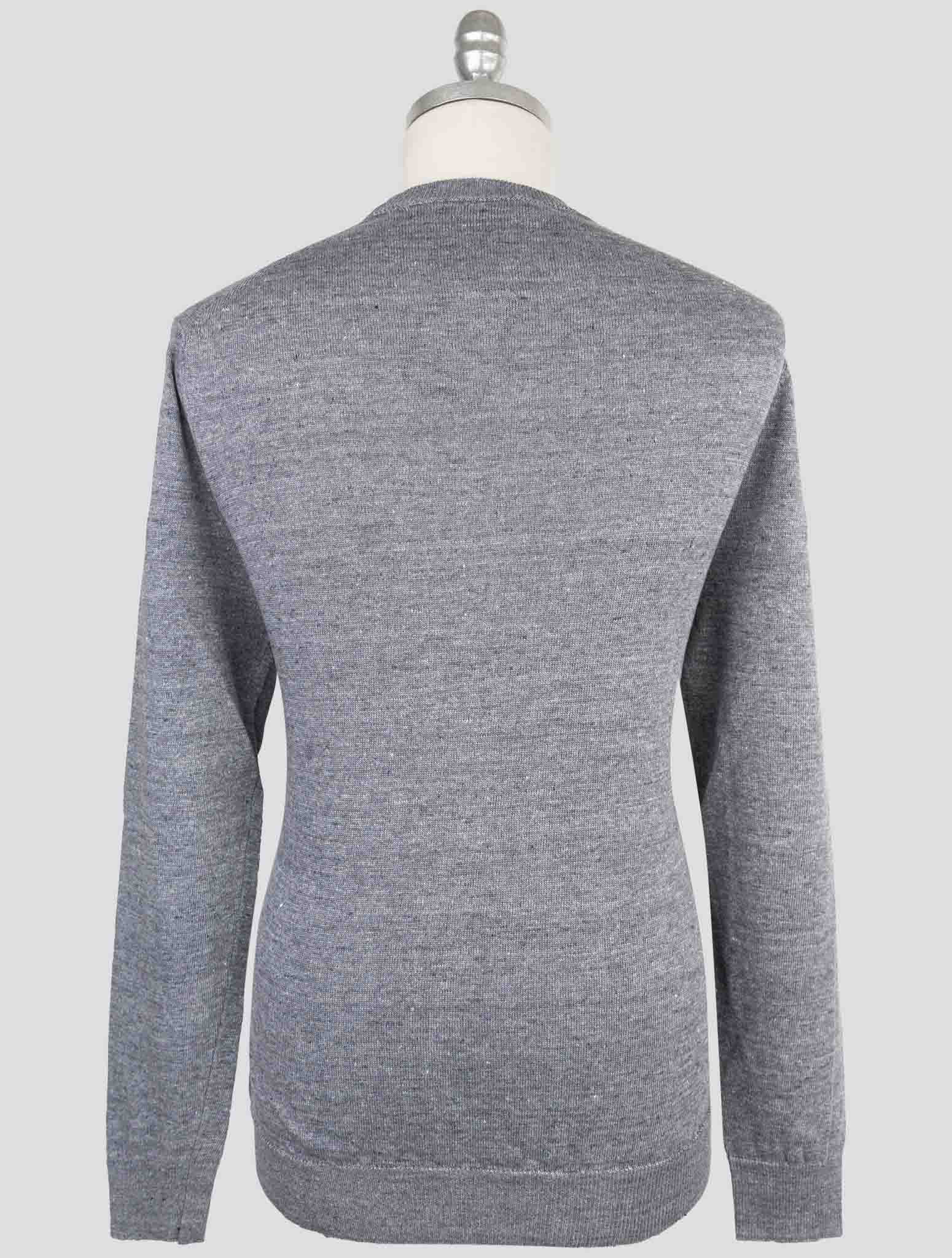 Kiton Knt Gray Linen Cotton Sweater Crewneck