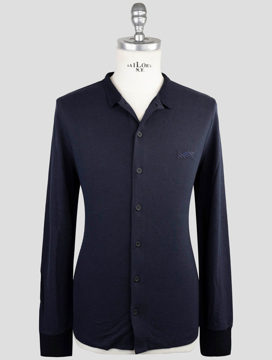 Kiton Knt Blue Cotton Silk Korean Shirt