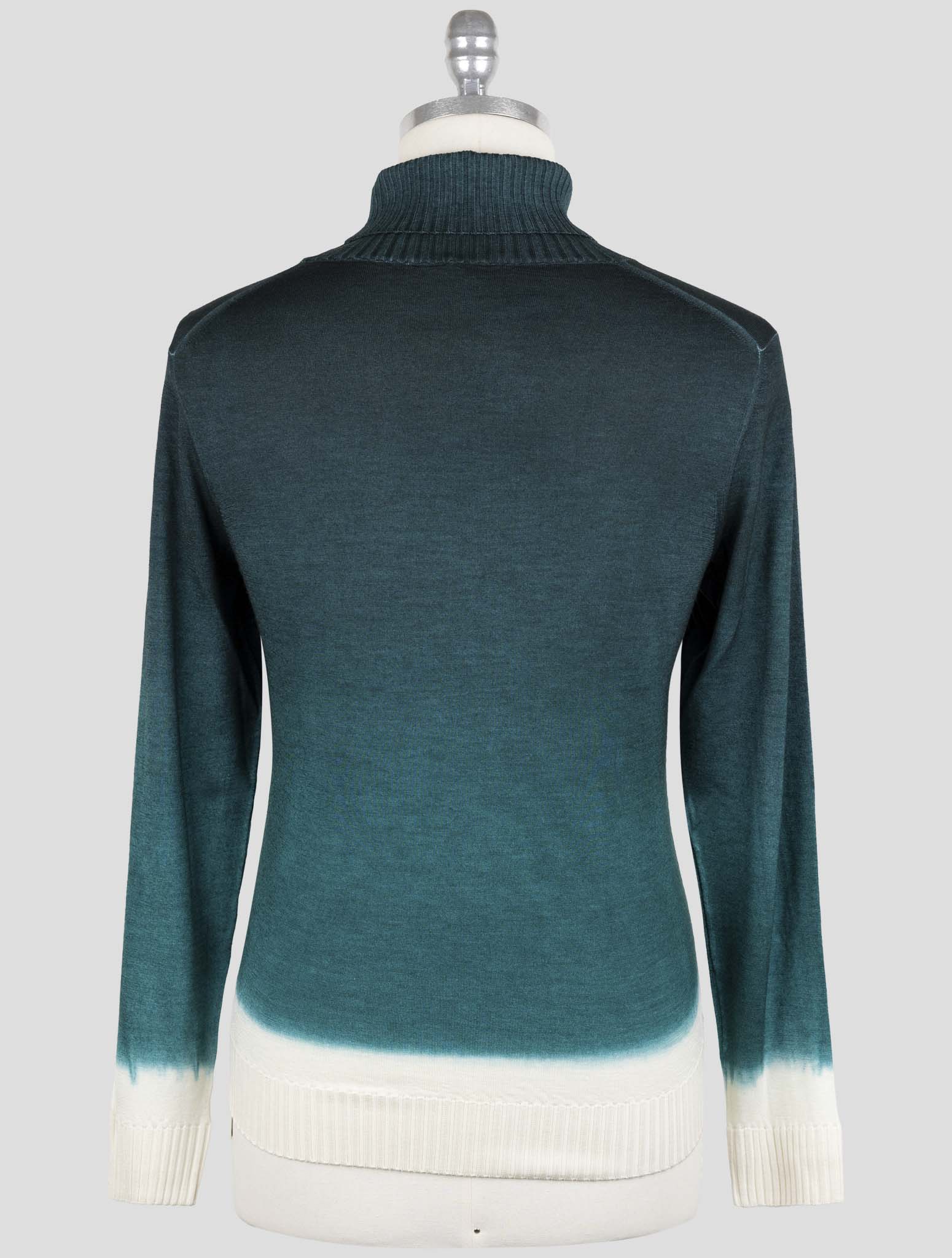Kiton Green White Cashmere Silk Sweater Turtleneck