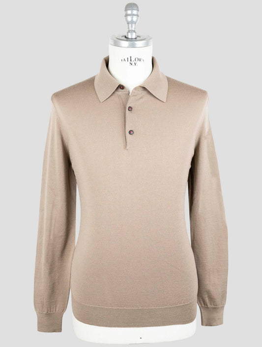Kiton Brown Wool Sweater Polo