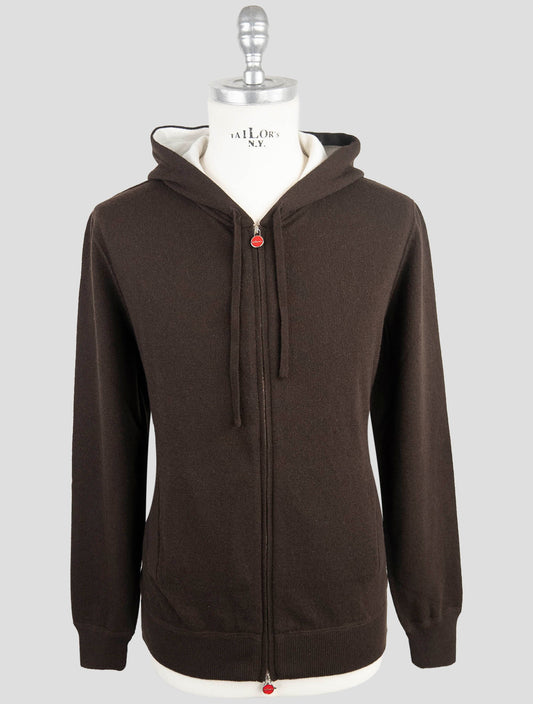 Kiton Brown Cashmere Sweater Full Zip Hoodie