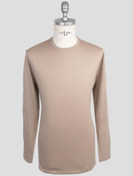 Kiton Brown Cotton Cashmere Sweater Crewneck