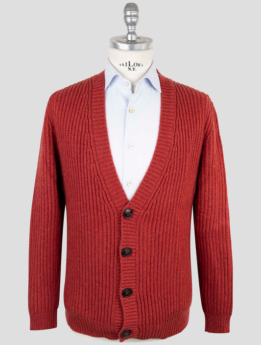 Kiton Red Cashmere Sweater Cardigan