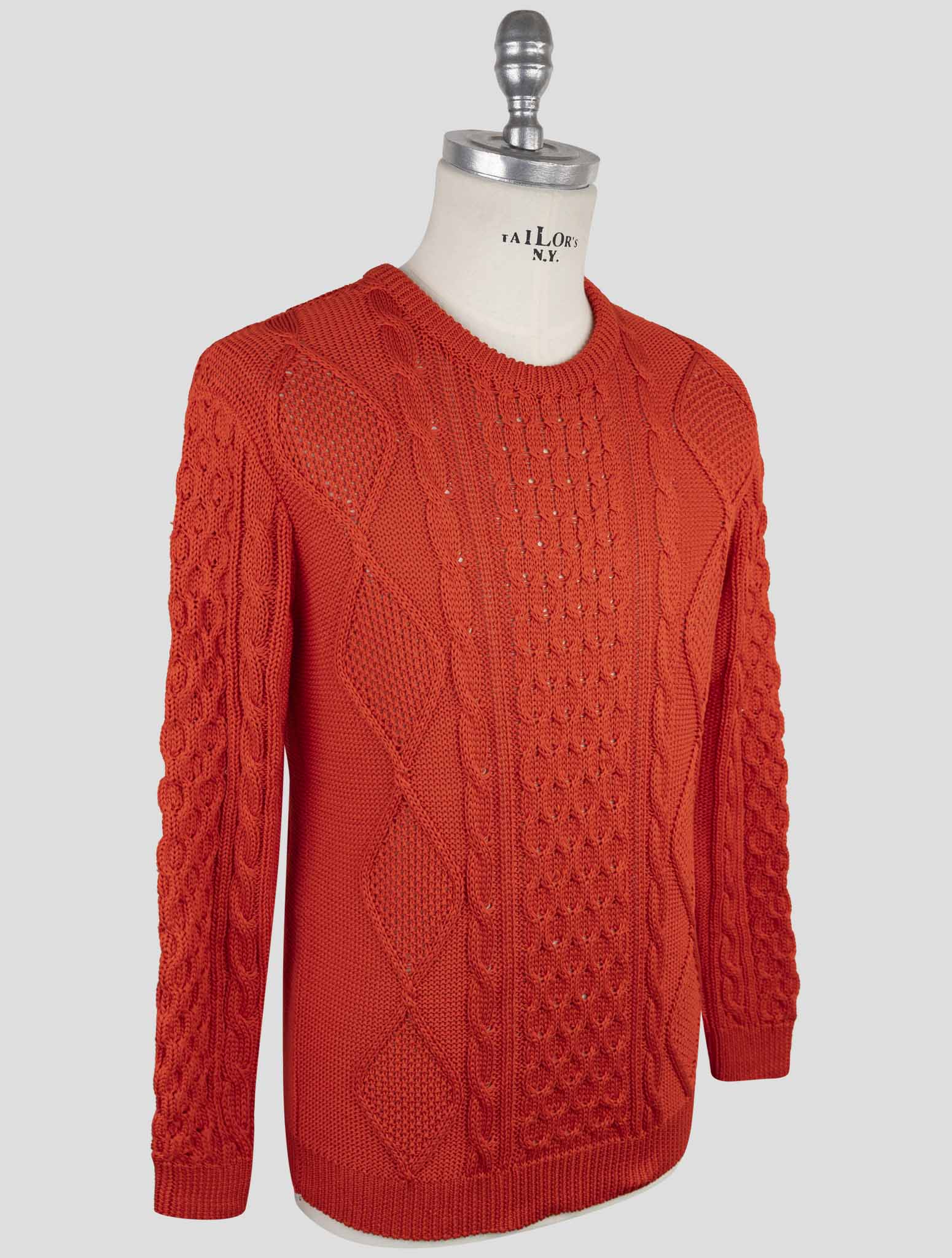 Kiton Red Cotton Sweater Crewneck