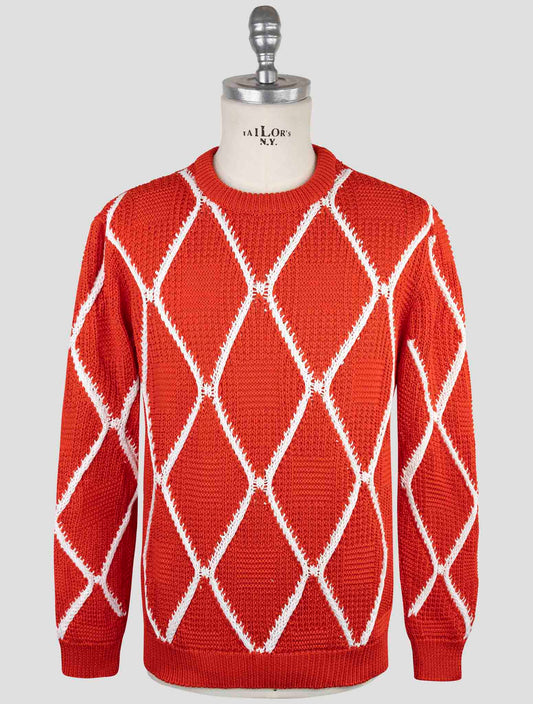 Kiton Red Cotton Sweater Crewneck