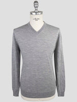 Kiton Blue Wool Diamante Blu Sweater V-Neck