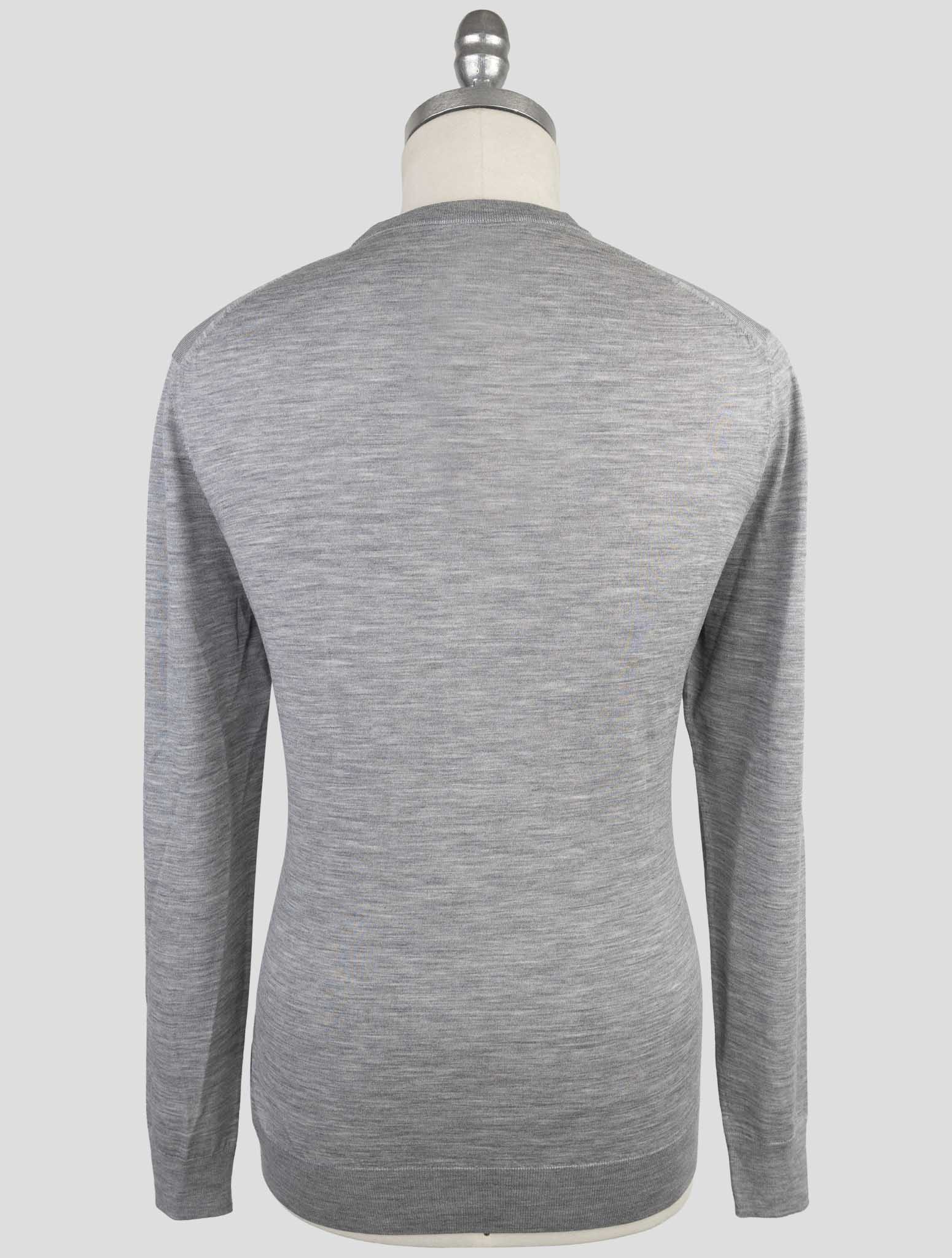 Kiton Blue Wool Diamante Blu Sweater V-Neck