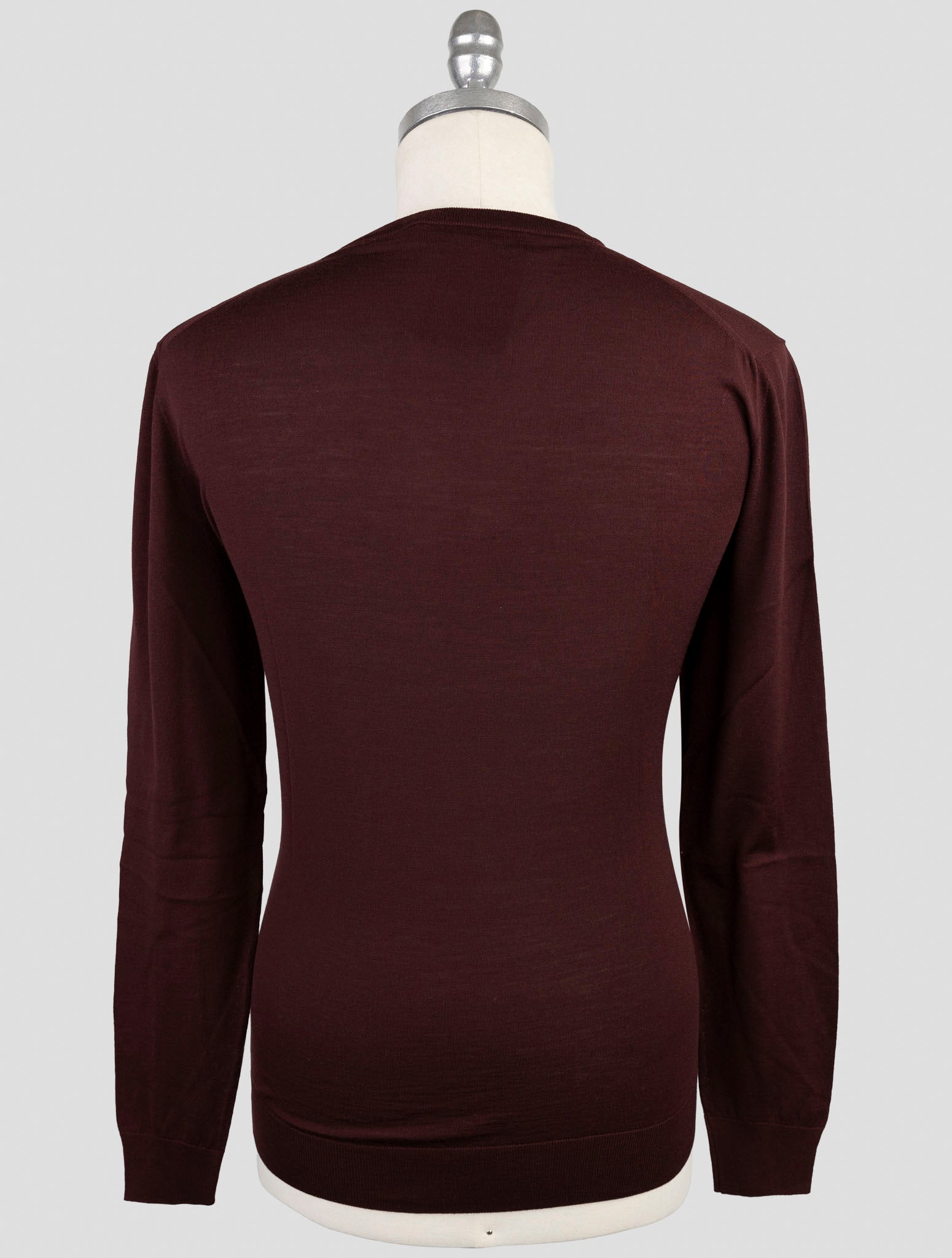 Kiton Burgundy Wool Diamante Blu Sweater V-Neck