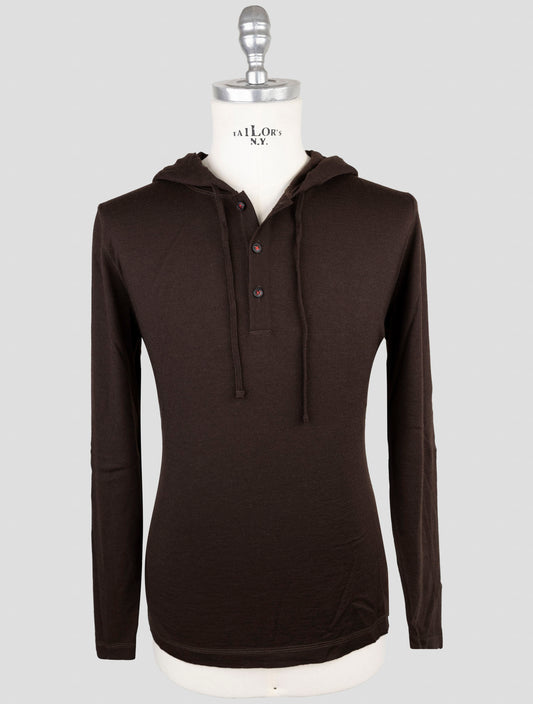 Kiton Brown Cashmere Silk Sweater Hoodie