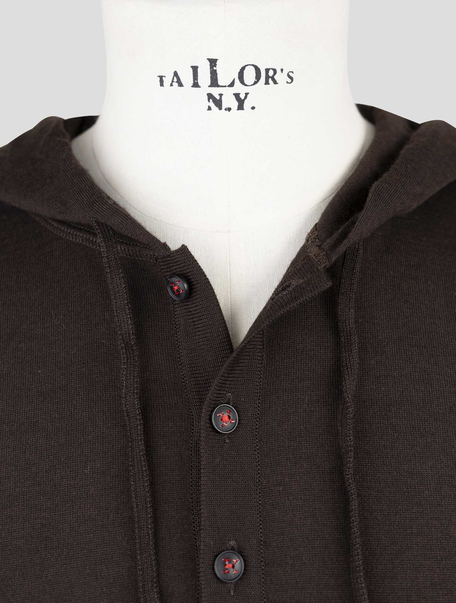 Kiton Brown Cashmere Silk Sweater Hoodie