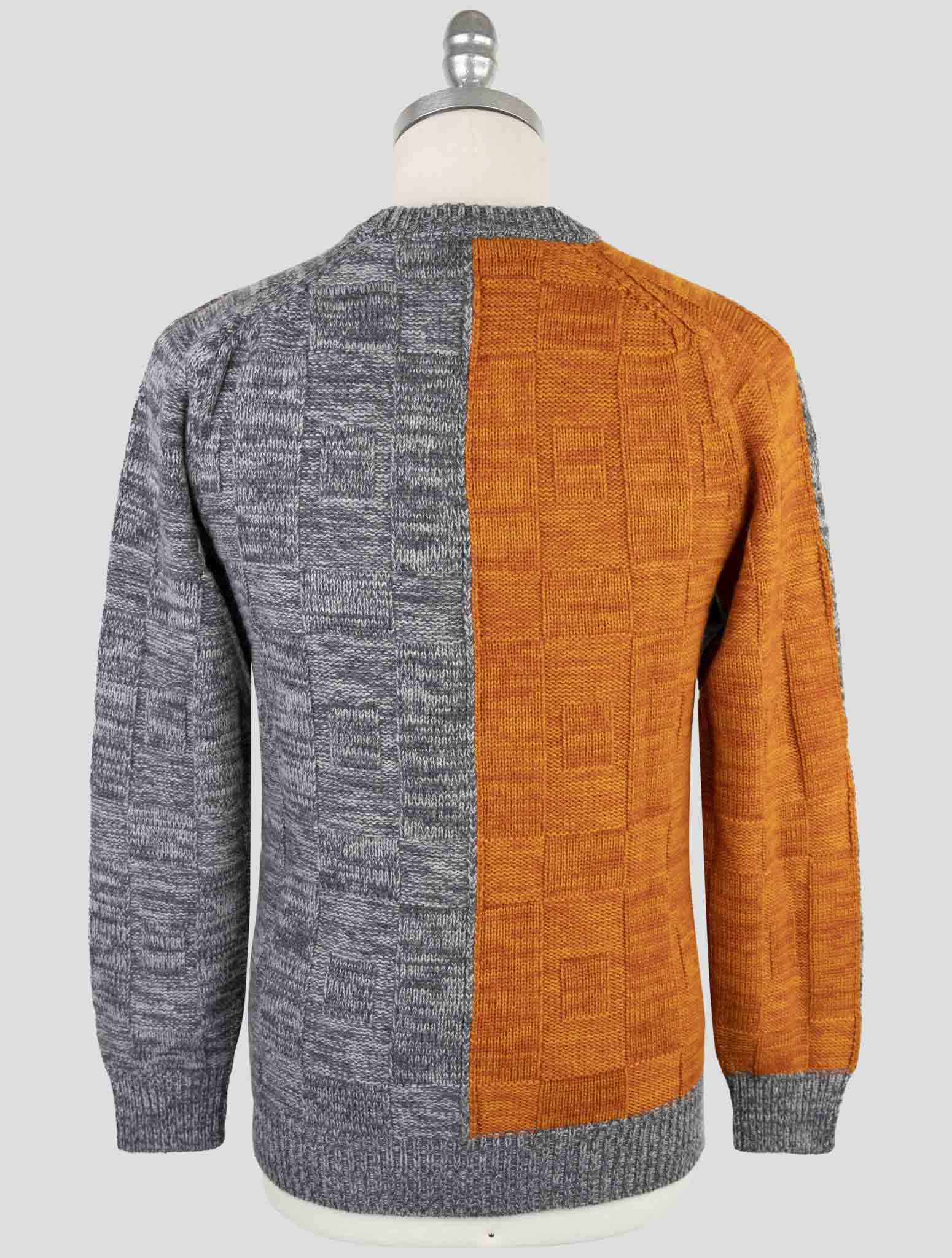Kiton Orange Gray Cashmere Sweater Crewneck
