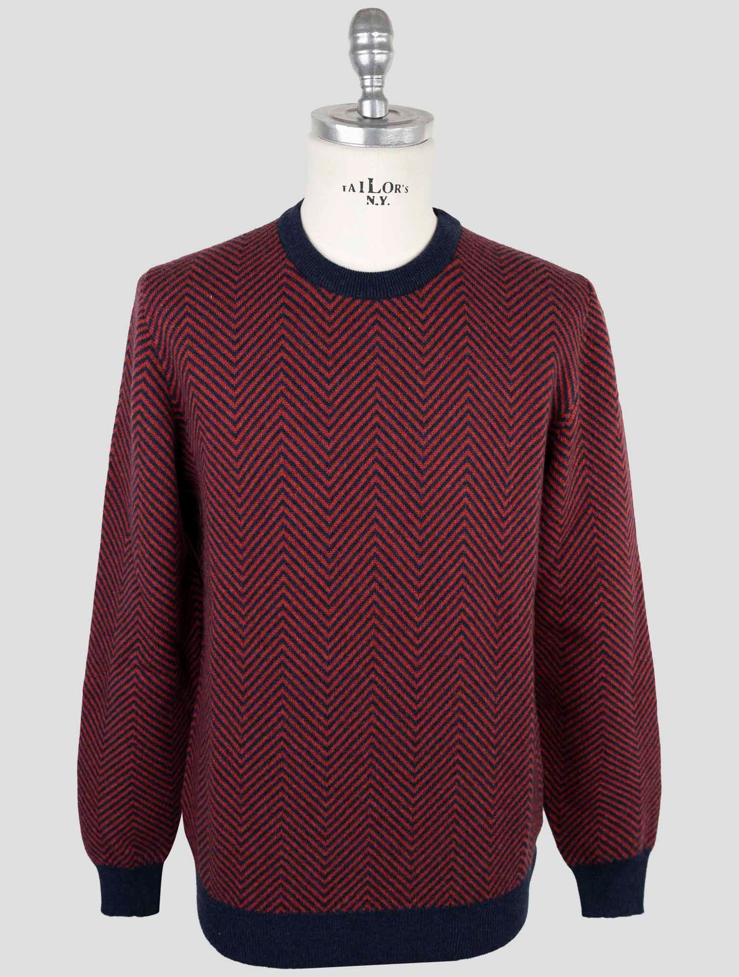Kiton Red Blue Cashmere Sweater Crewneck