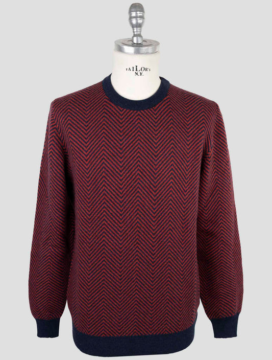 Kiton Red Blue Cashmere Sweater Crewneck
