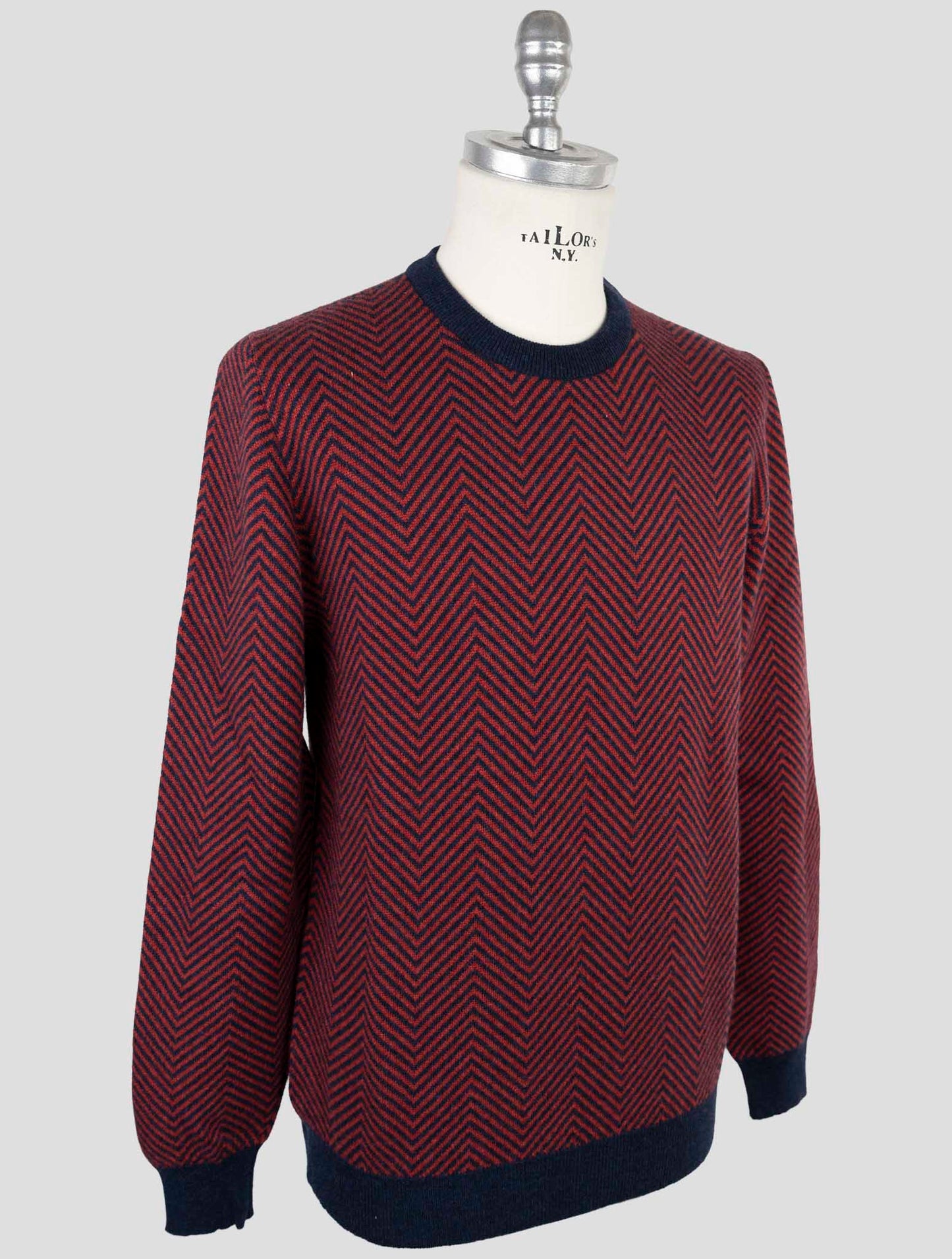 Kiton Red Blue Cashmere Sweater Crewneck