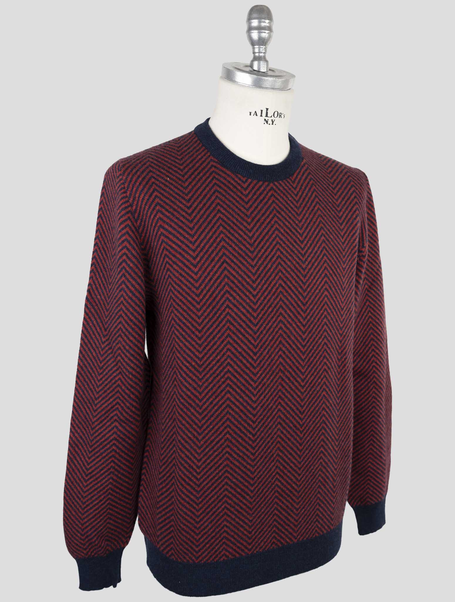 Kiton Red Blue Cashmere Sweater Crewneck