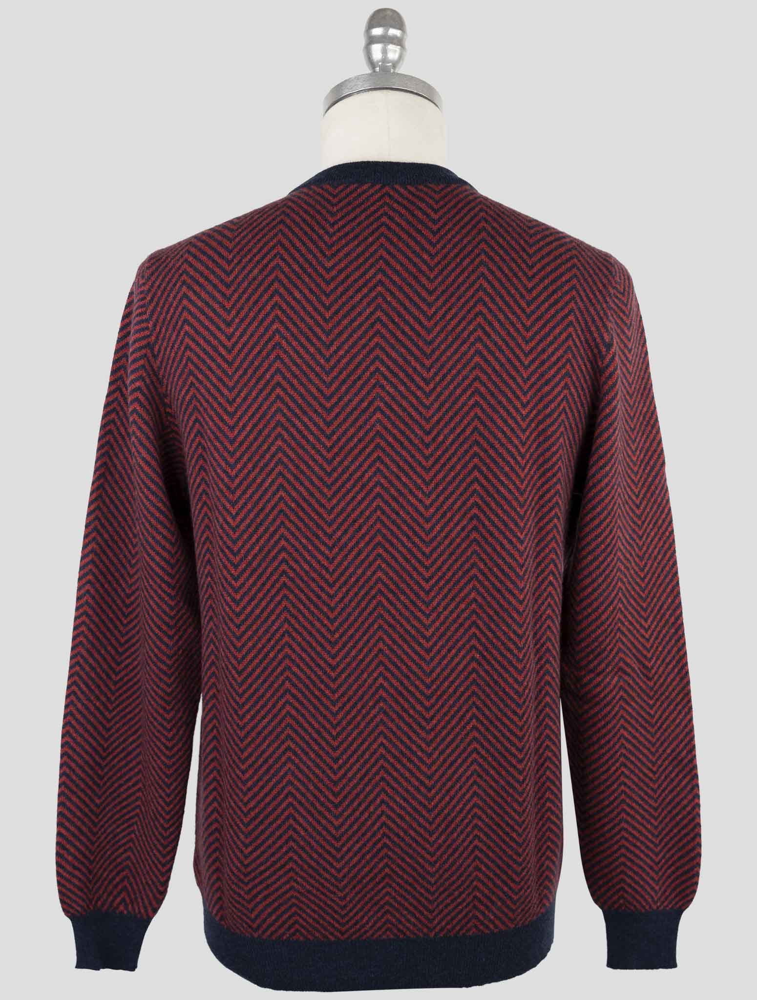 Kiton Red Blue Cashmere Sweater Crewneck