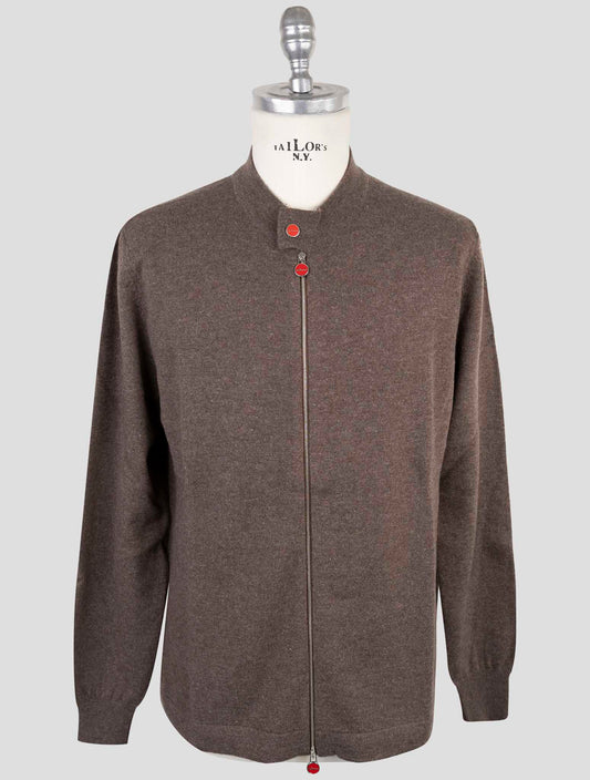 Kiton Brown Wool Sweater Full Zip
