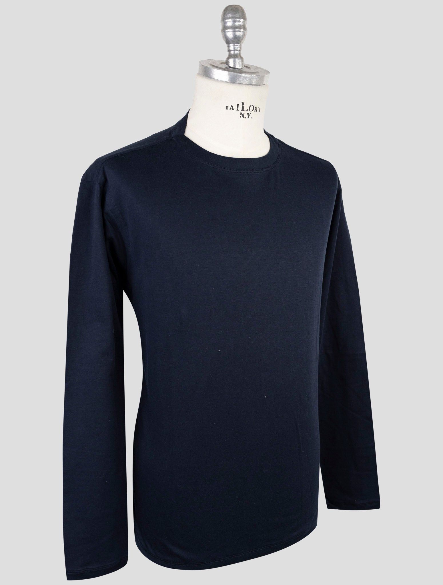 Kiton Blue Cotton Sweater Crewneck