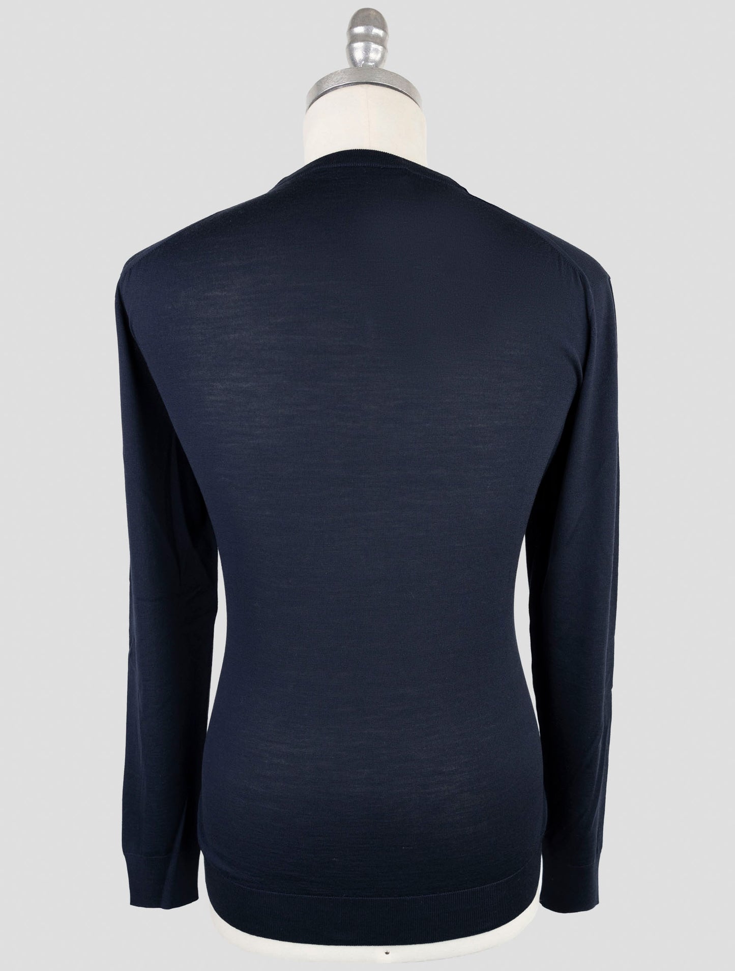 Kiton Blue Wool Diamante Blu 14 Micron Sweater V-neck