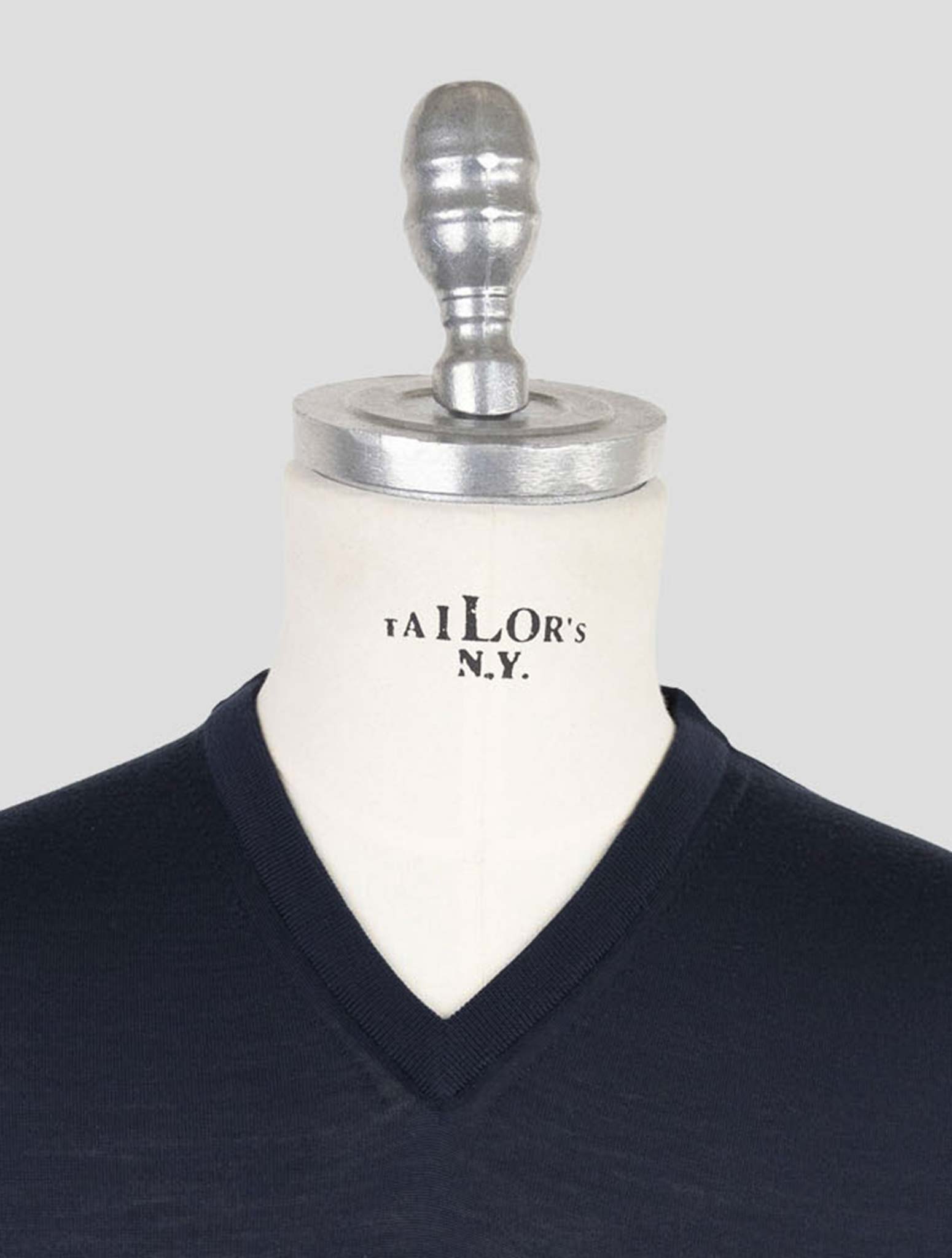 Kiton Blue Wool Diamante Blu 14 Micron Sweater V-neck