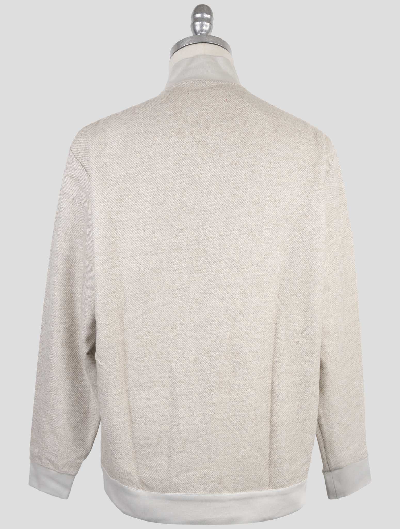 Kiton Beige Cashmere Silk Virgin Wool Sweater Full Zip