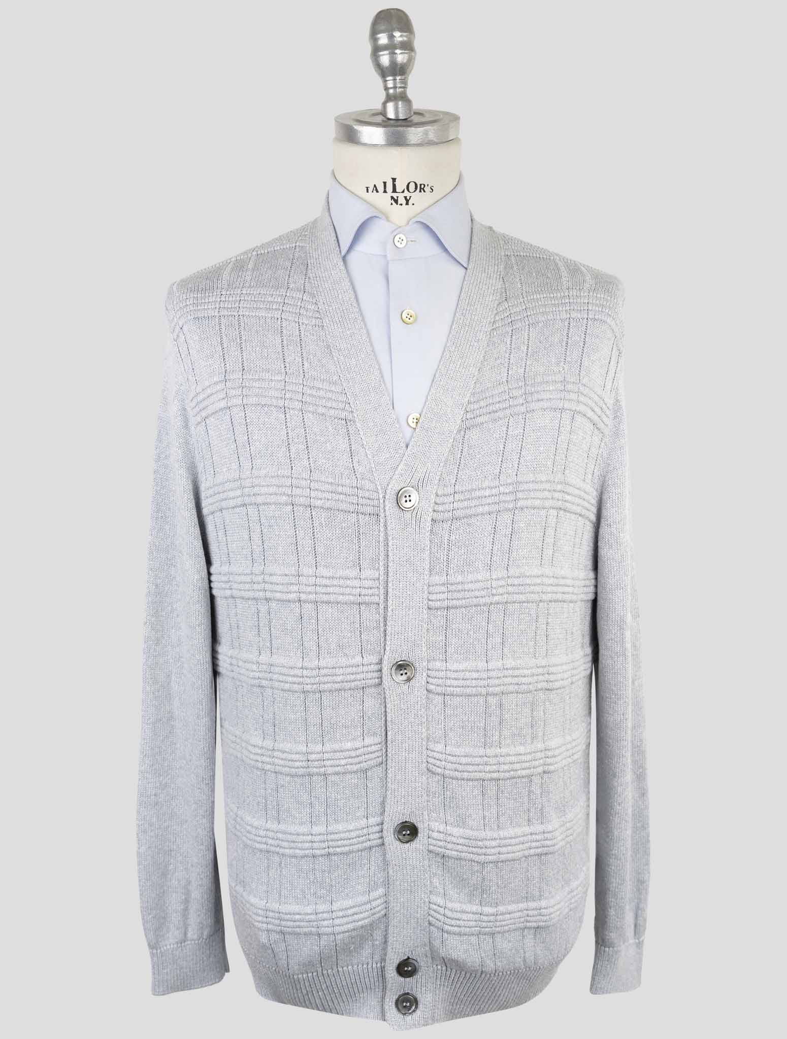 Kiton Gray Silk Cotton Sweater Cardigan