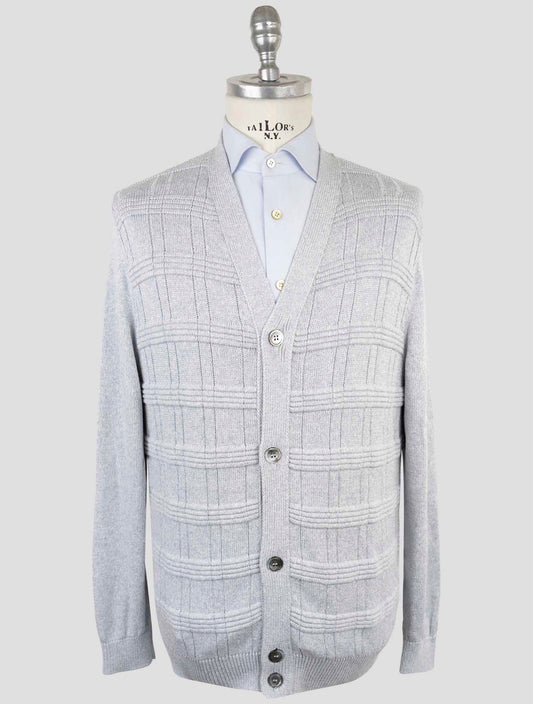 Kiton Gray Silk Cotton Sweater Cardigan