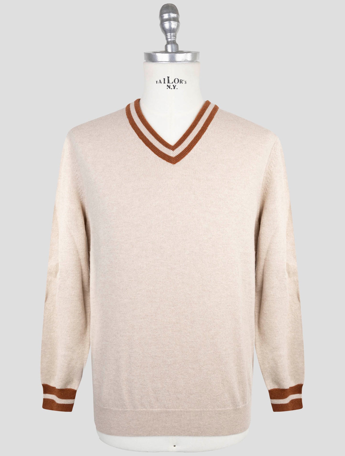 Kiton Brown Cashmere Sweater V-Neck