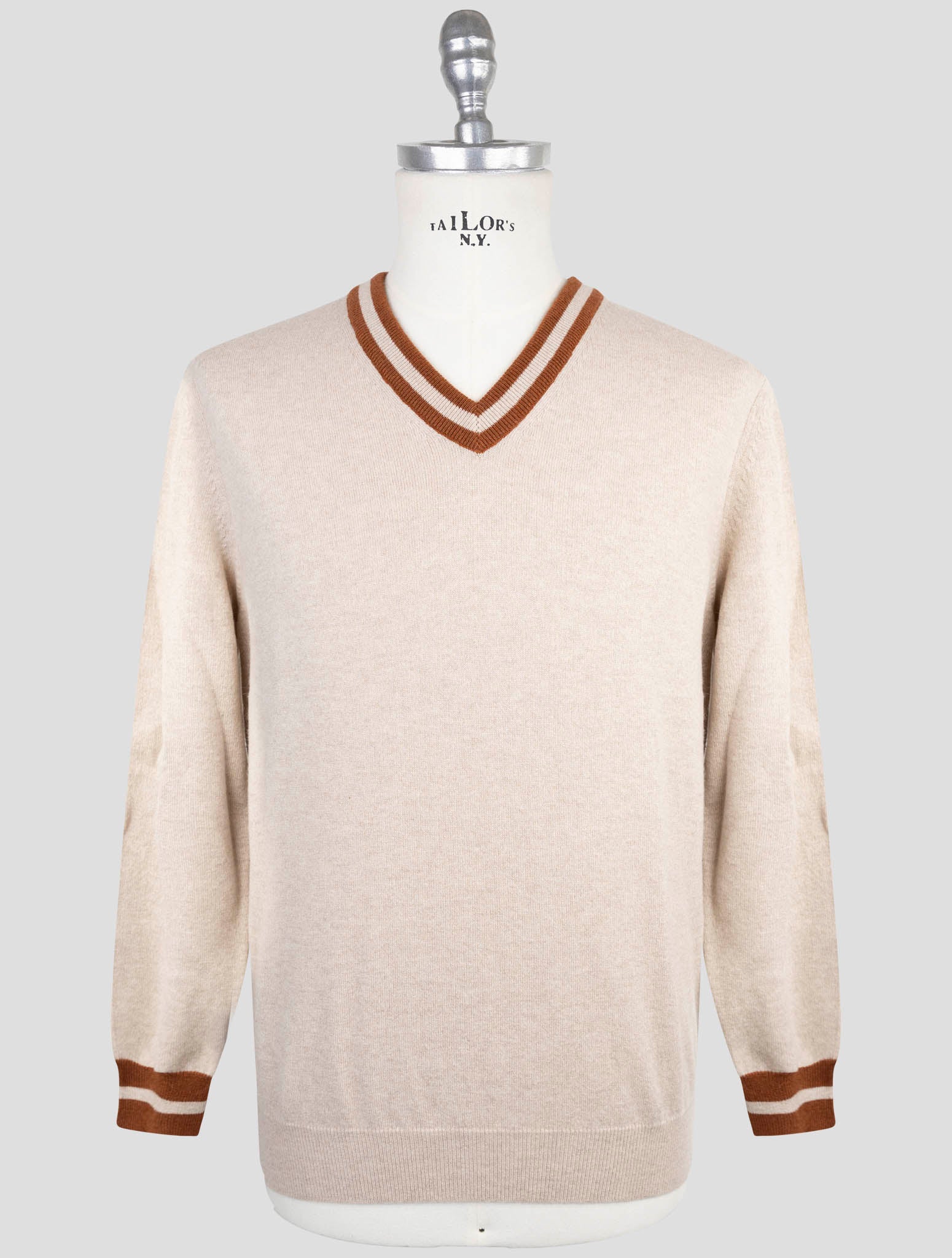 Kiton Brown Cashmere Sweater V-Neck