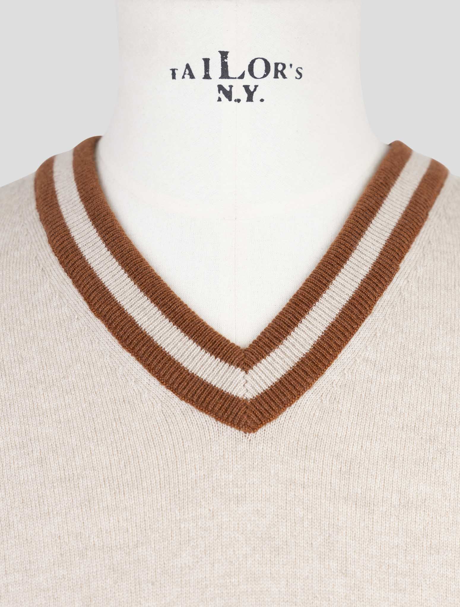 Kiton Brown Cashmere Sweater V-Neck