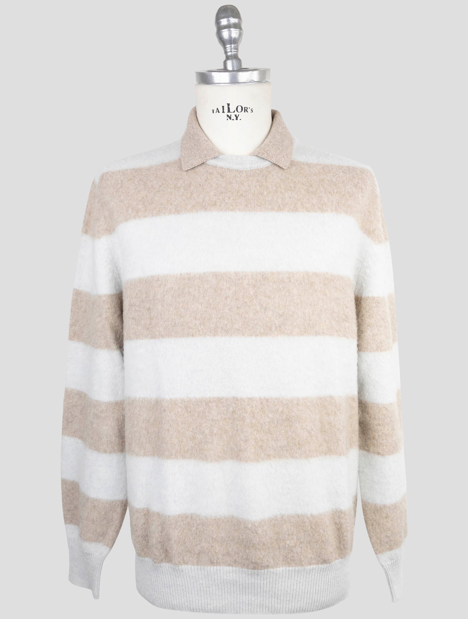 Kiton Gray Brown Cashmere Sweater Polo