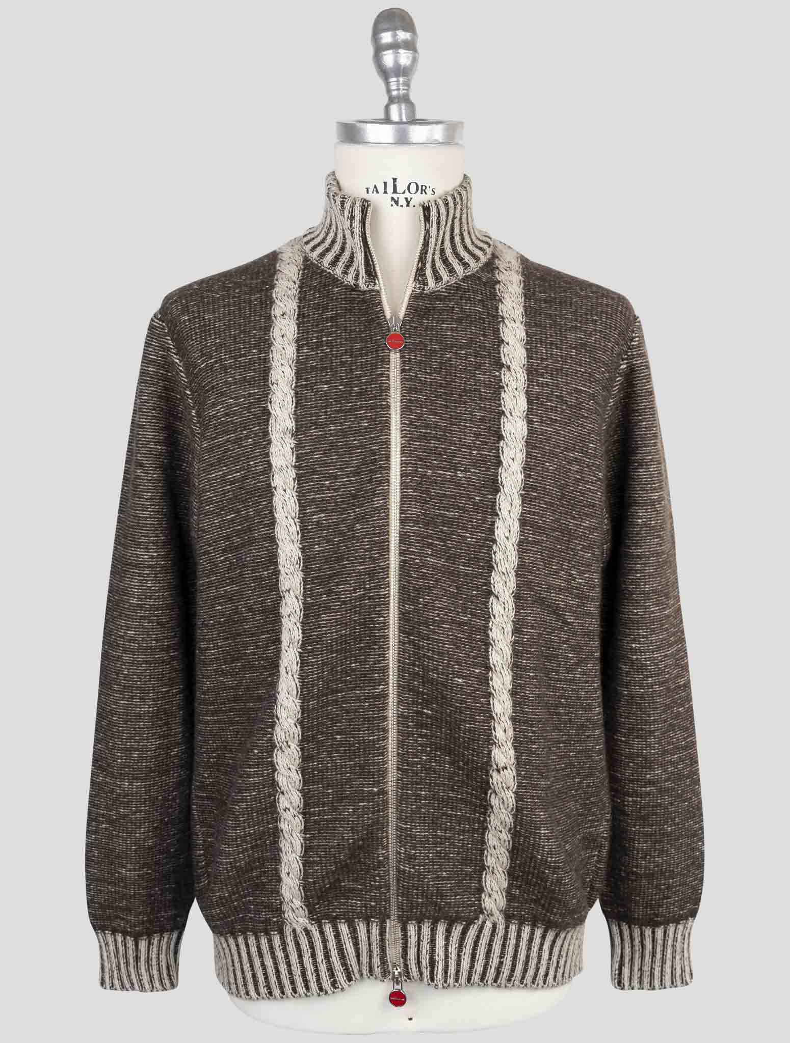 Kiton Brown Cashmere Sweater Full Zip