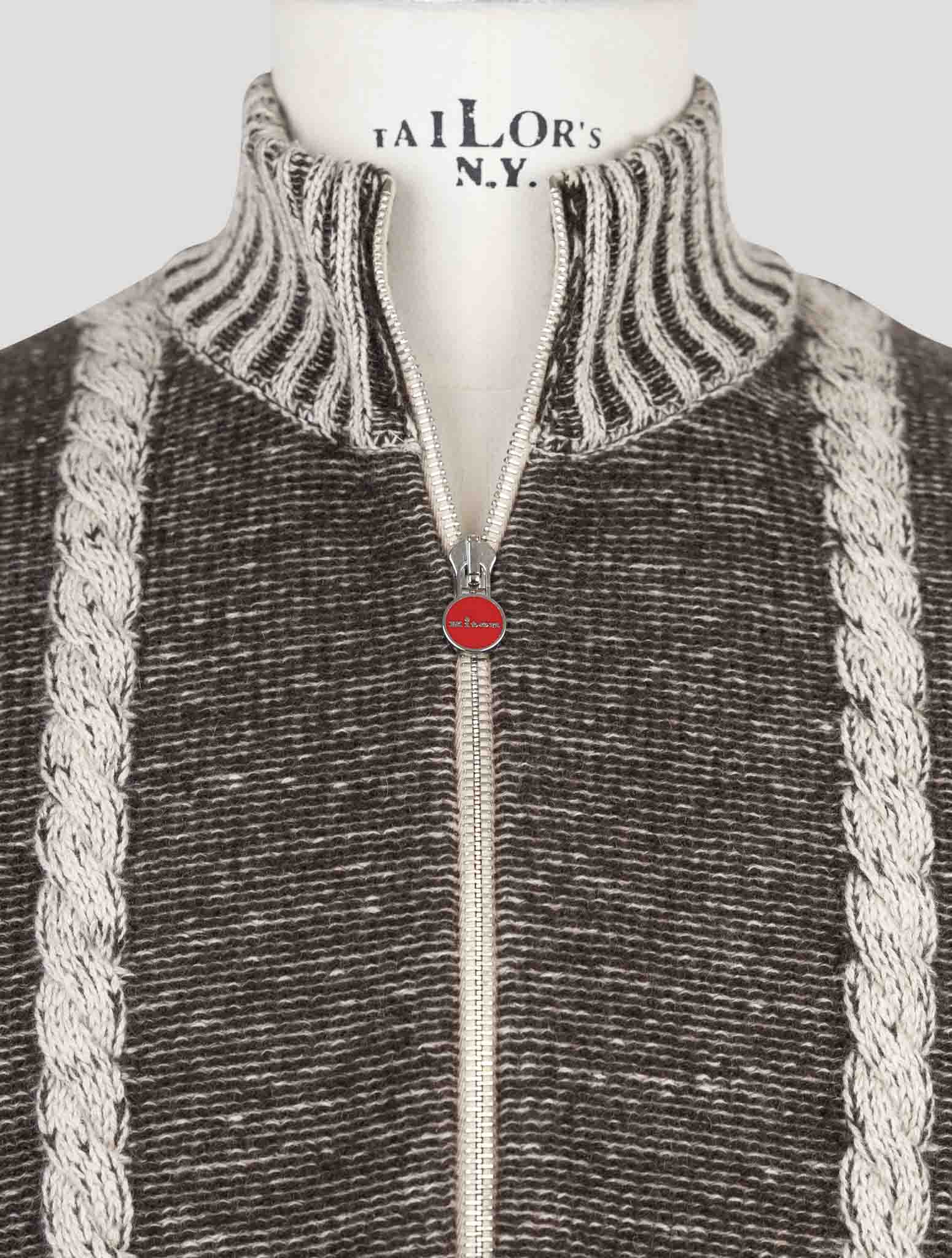 Kiton Brown Cashmere Sweater Full Zip