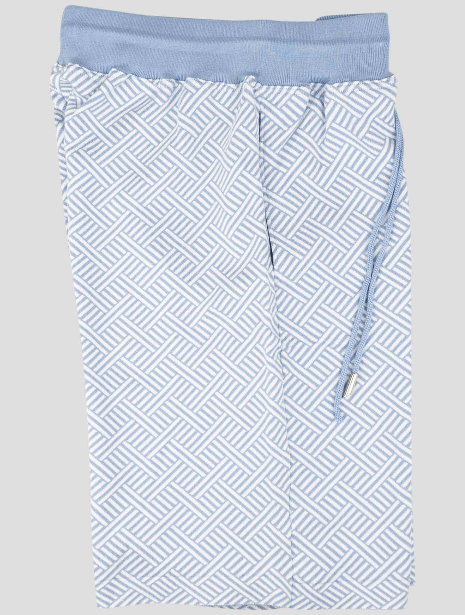 Kiton Light Blue White Cotton Short Pant
