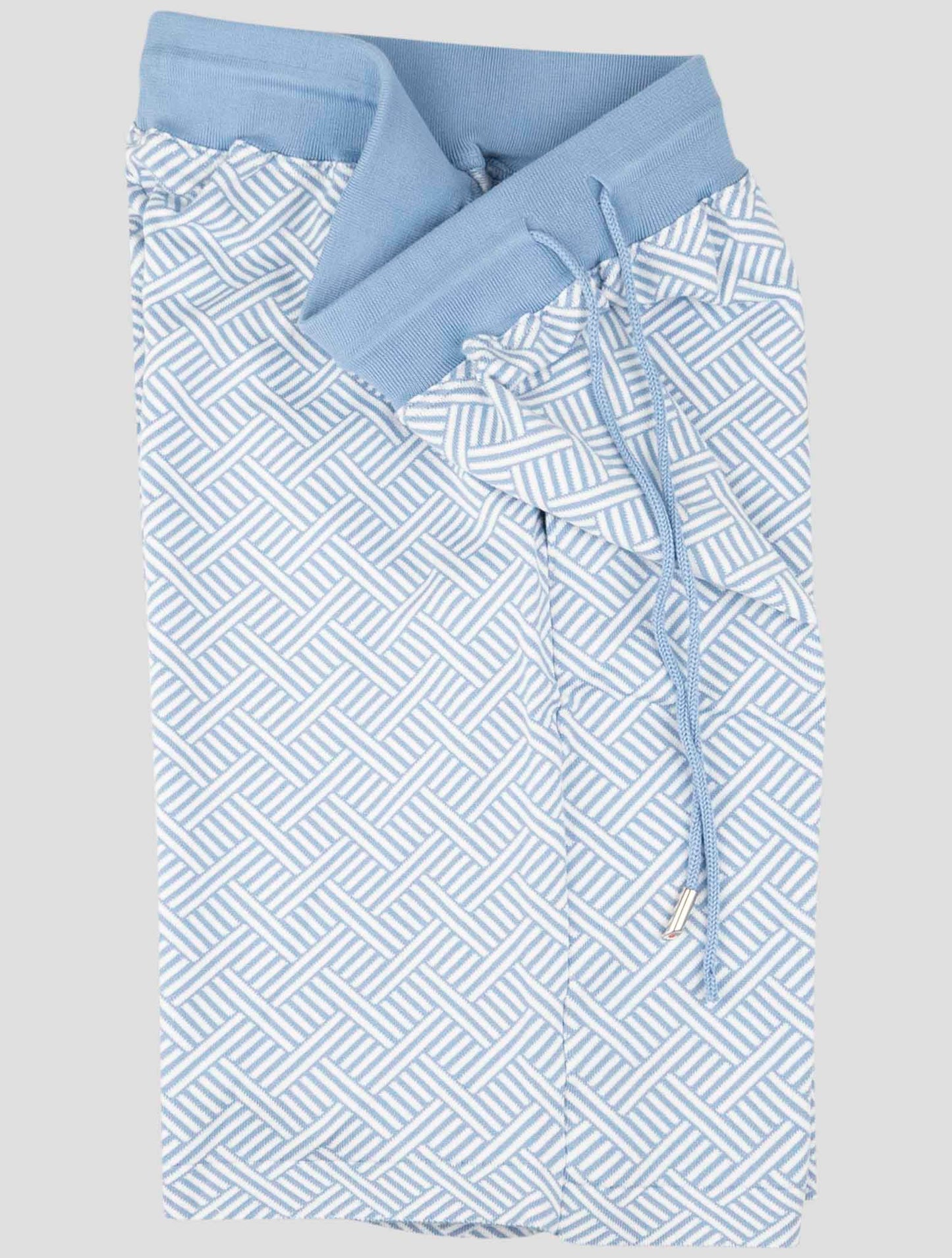 Kiton Light Blue White Cotton Short Pant