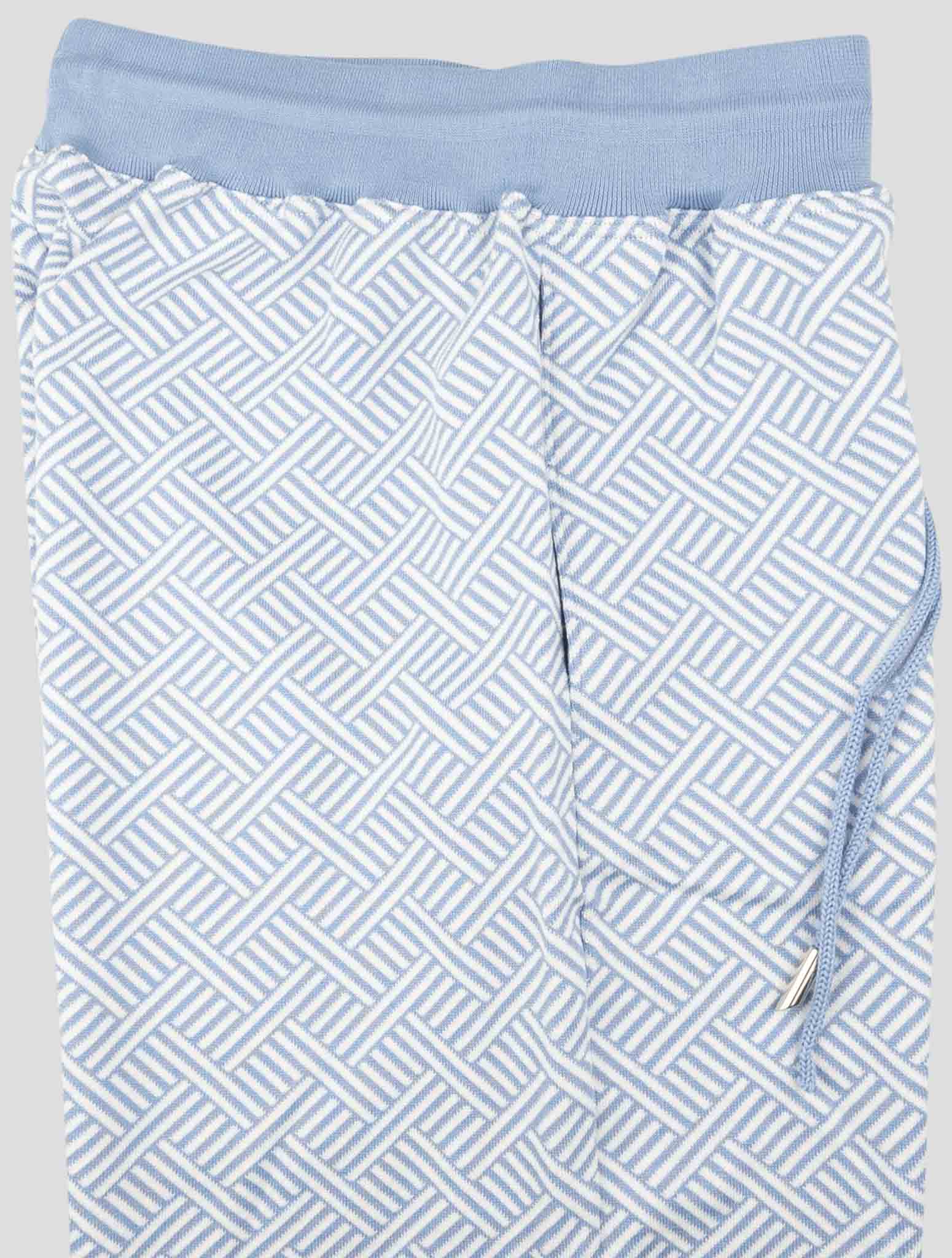 Kiton Light Blue White Cotton Short Pant